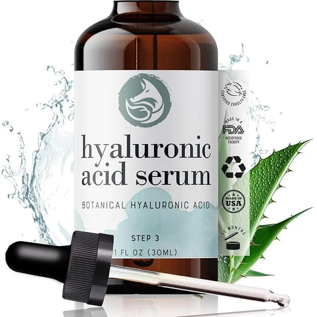 Hyaluronic Acid Face Serum - Hydrating Anti Wrinkle Anti Aging Facial Serum - With Vitamin C and E, Green Tea, Jojoba Oil ...