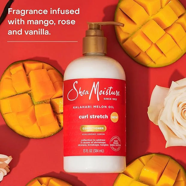 SheaMoisture Curl Stretch Conditioner Kalahari Melon Oil Infused with Hyaluronic Serum, Hydration Hero Deeply Moisturizes ...
