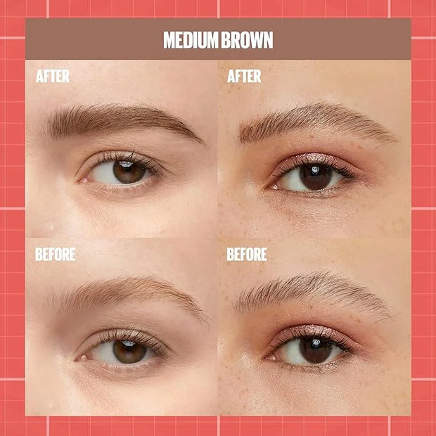 Maybelline Build-A-Brow 2-in-1 Brow Pen and Sealing Eyebrow Gel, Eyebrow Makeup for Real-Looking, Fuller Brows, Medium Bro...