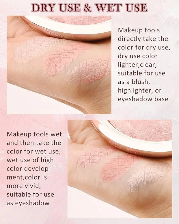 Baked Blush, Lighting Glow Marbleized Blush Powder Palette, Cruelty-Free Powder Blusher, Eyeshadow & Highlight for a Light...