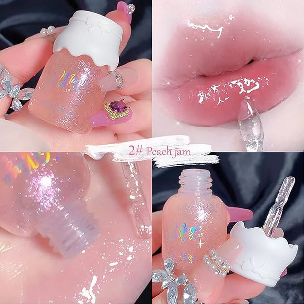 5 Colors Shimmer Lip Gloss Set Hydrating Lip Glow Oil Cute Hydrating Tinted Lip Transparent Balm Set - Product Image