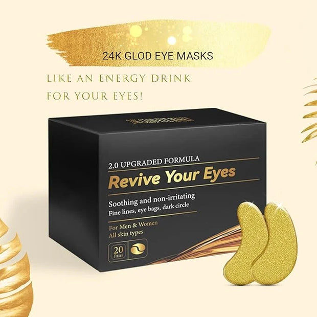 Gold Eye Patches for Puffy Eyes(20 Pairs),24K Eye Masks for Dark Circles and Puffiness Wrinkles,Eye Patches for Puffy Eyes...