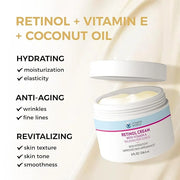 Vitamin World Retinol Cream 100,000 IU 8 oz., Gentle Retinol Night Cream for Face with Retinyl Palmitate & Dual Vitamin E ...