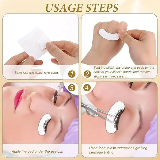 100 PCS Foam Eye Pads Lash Extensions, Under Eye Pads for Lash Extensions Eyelash Pads Sticky Lash Eye Pads Lint Free Lash...