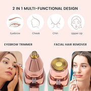 Hatteker Eyebrow Facial Trimmer, 2 in1 Rechargeable Hair Removal and Eyebrow Shaver - Face Lips Body Painless Razor with B...