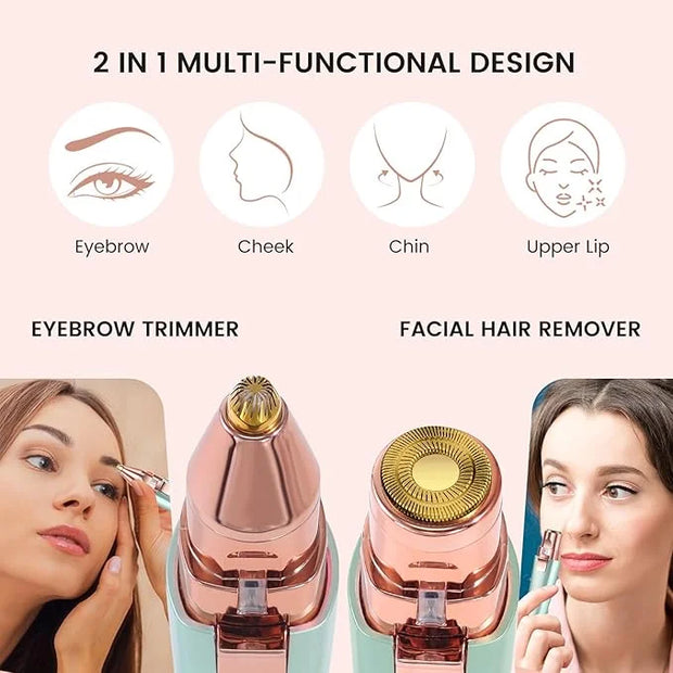 Hatteker Eyebrow Facial Trimmer, 2 in1 Rechargeable Hair Removal and Eyebrow Shaver - Face Lips Body Painless Razor with B...