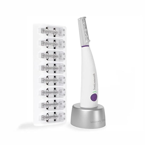 Michael Todd Beauty Sonicsmooth Dermaplane Razor for Women Face + Eyebrow trimmer Dermaplaning System - Peach Fuzz Remover...