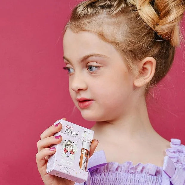 MISS NELLA Magic Spell Lip Gloss, Peach hydrating children Lip Gloss, watermelon scent, gentle on the skin. gives a sheer ...