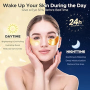 Under Eye Patches for Puffy Eyes,Dark Circles,Wrinkles & Eye Bags-Day & Night Eye Mask Gel Set with Collagen & 24K Gold,Id...