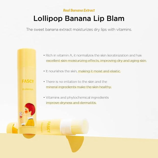 FASCY Lollipop Lip Balm Banana, Lip Oz,