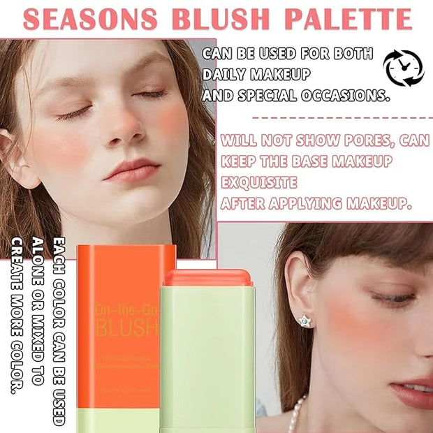 Blush Cream for Cheeks,Face Matte Contour Blush Makeup,Buildable Shimmer Facial Cheek Blusher Shades,Blendable Cosmetic Ma...