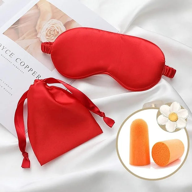 Silk Satin Sleeping Eye Mask, Red Sleep Eye Night Blindfold for Women and Men, Soft Breathable Blackout Eyeshade Eye Cover...