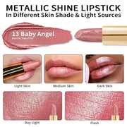 Oulac Light Pink Lipstick for Women with Metallic 3D Shine Lightweight Hydrating Formula, High Impact Lip Color, Vegan Bea...