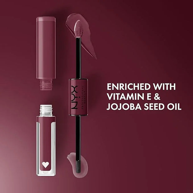 NYX PROFESSIONAL MAKEUP Shine Loud, Long-Lasting Liquid Lipstick with Clear Lip Gloss - Never Basic (Warm Burgundy) - Prod...