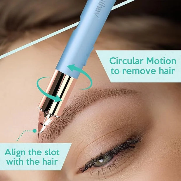 2-in-1 Portable Rechargeable Painless Eyebrow Trimmer & Facial Hair Remover, removes eyebrow, face, lips and body hair for...