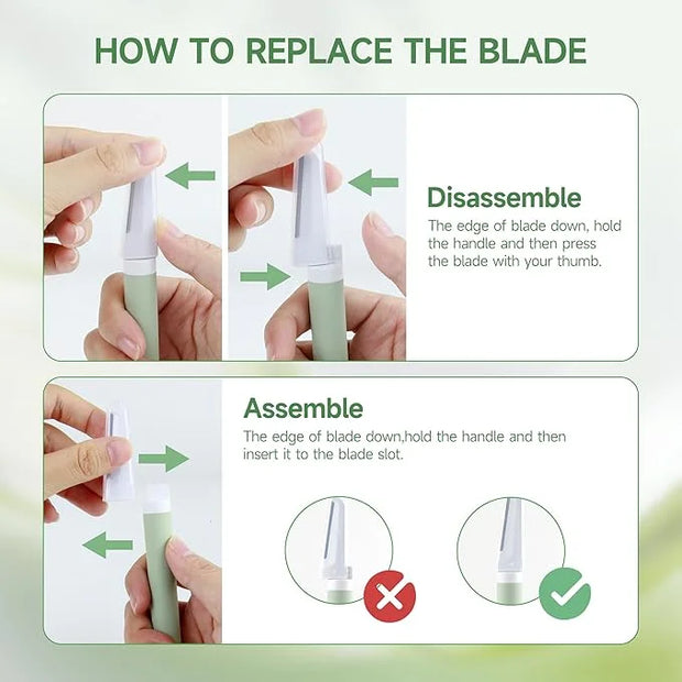 Dermaplane Razor - Facial Hair Removal Tool with 8 Refill Blades, Exfoliating Dermaplaning Tool for Face, Eyebrow Razor wi...
