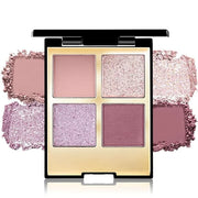 4 Colors Eyeshadow Makeup Palette,Nude Pink Purple Highly Pigmented Natural Neutral Nude Eye Shadow Palette with Mirror,Lo...