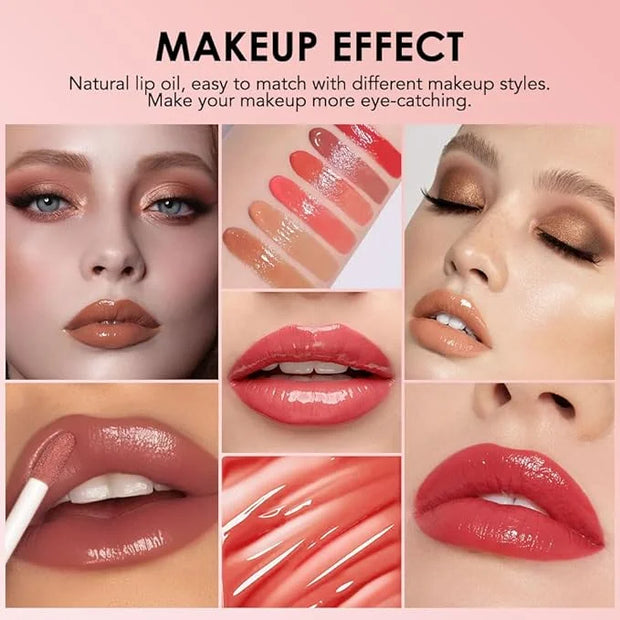 Hydrating Lip Glow Oil, Plumping Lip Oil, Tinted Lip Plumper Gloss,Younger-Looking Lips | Nourishing Long Lasting Non-Stic...
