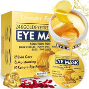 Under Eye Patches, 24K Gold Eye Patches for Puffy Eyes and Dark Circles, Under Eye Masks for Dark Circles and Puffiness, E...
