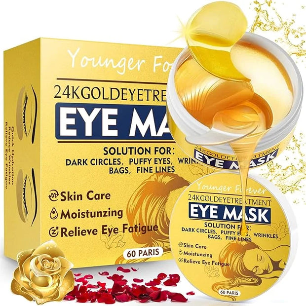 Under Eye Patches, 24K Gold Eye Patches for Puffy Eyes and Dark Circles, Under Eye Masks for Dark Circles and Puffiness, E...