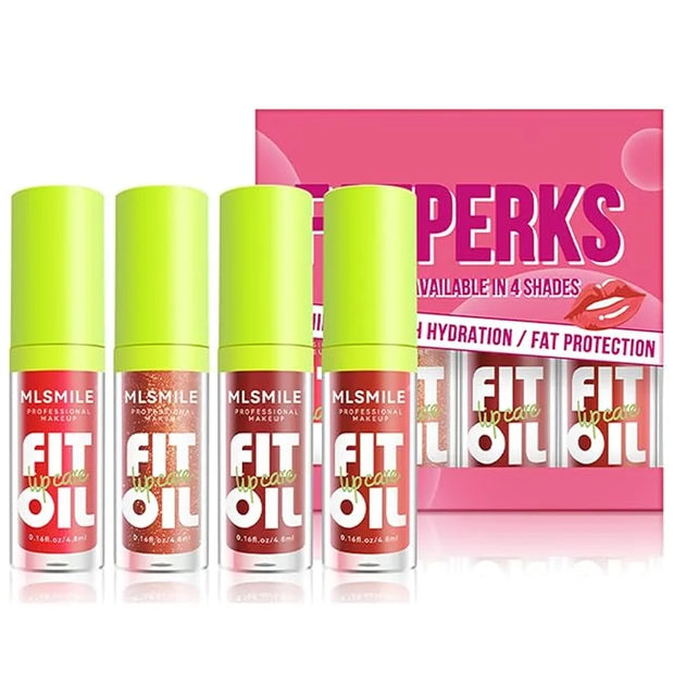 4 Colors Fat Oil Lip Gloss, Lip Oil Lip Glaze Hydrating Lip Glow Oil Big Brush Head Moisturizing Lip Gloss, Shiny Transpar...