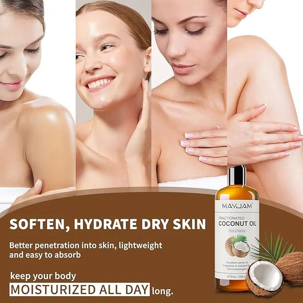 Pure Fractionated Coconut Oils Liquid 16oz 100% Natural USDA Certified Massage MCT Oil Organic&Moisturizer for Face Skin&H...