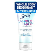 Secret Whole Body Deodorant Cream for Women, Unscented, Aluminum Free Deodorant Cream, 72 HR Odor Protection, 3.0 oz - Pro...