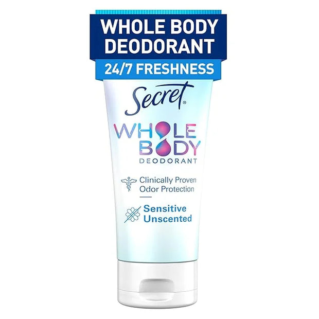 Secret Whole Body Deodorant Cream for Women, Unscented, Aluminum Free Deodorant Cream, 72 HR Odor Protection, 3.0 oz - Pro...