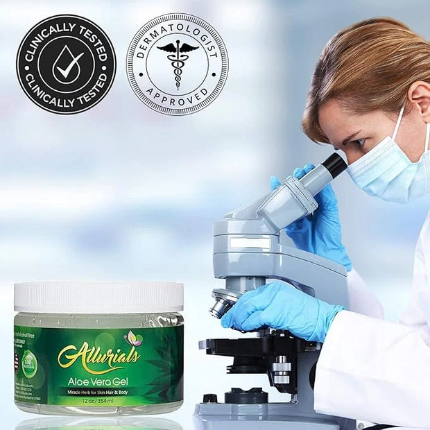 100% Pure & Organic Aloe Vera Gel, Clinically tested & Dermatologist approved, Hydrates & Heals Dry & Damaged Skin & Hair-...