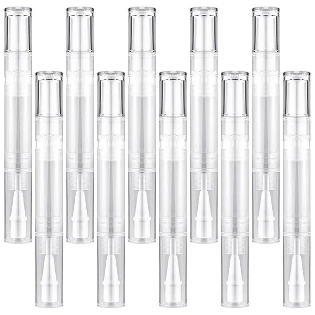 10Pack 5ML Transparent Twist Pens, Empty Nail Oil Pen Brush Cosmetic Lip Gloss Container Applicators - Product Image