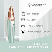 Eyebrow Facial Trimmer: 2 in1 Rechargeable Facial Hair Removal and Eyebrow Shaver - Face Lips Body Painless Facial Razor w...