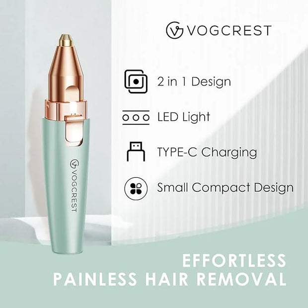 Eyebrow Facial Trimmer: 2 in1 Rechargeable Facial Hair Removal and Eyebrow Shaver - Face Lips Body Painless Facial Razor w...