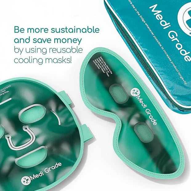 Medi Grade Cooling Ice Face Mask and Cooling Eye Mask for Puffy Eyes & Migraine Relief - Self Care Face Ice Pack with Chil...