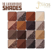 Juvia's Place Coffee Shop Eyeshadow Palette - 16 Pan Palette, Tan, Auburn, & Rich Dark Chocolate, Mattes and Shimmers, Hig...