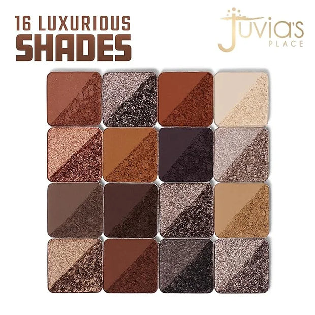 Juvia's Place Coffee Shop Eyeshadow Palette - 16 Pan Palette, Tan, Auburn, & Rich Dark Chocolate, Mattes and Shimmers, Hig...