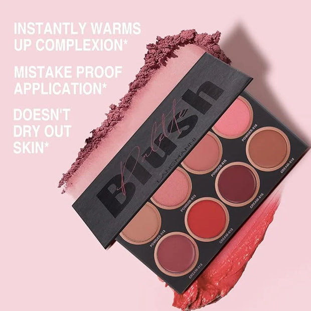 8 Colors Blush Palette, 4 Powder + 4 Cream Blush Palette, Contour and Highlight Blush Palette, Natural Nude Makeup Brighte...