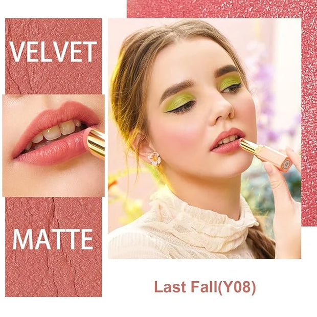 Oulac Nude Matte Lipstick for Women, Lipstick & Blush Duo, Peach Creamy Soft Satin Finish Lipsticks, Moisturising Formula,...
