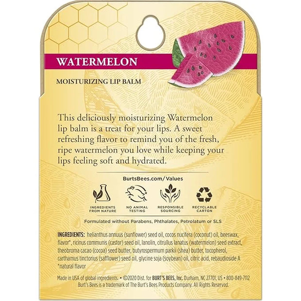 Burt's Bees 100% Natural Origin Moisturizing Lip Balm, Watermelon, 4 Tubes - Product Image