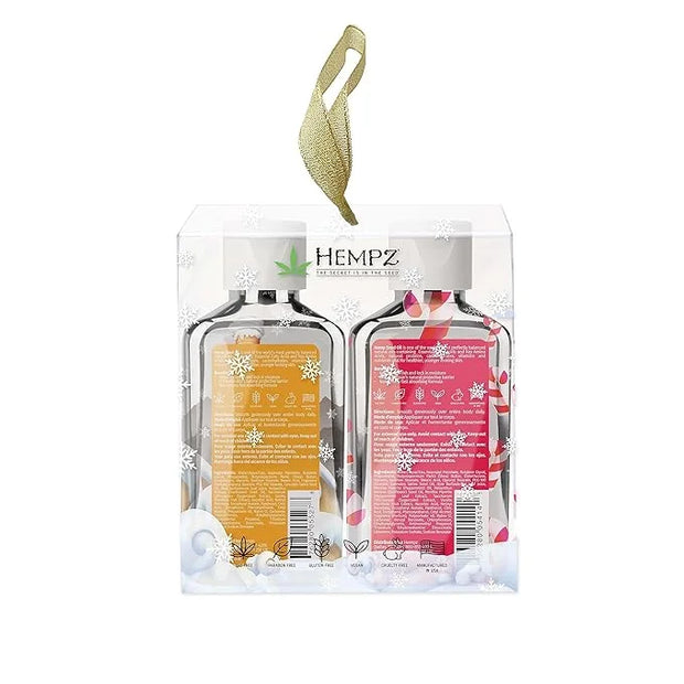 Hempz Sweet Duo Candy Cane Lane (2.25 Oz) & Vanilla Frost Mountain (2.25 Oz) Body Moisturizer Holiday Gift Set - Mini Holi...