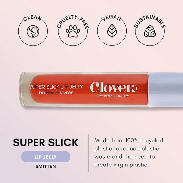 Clover Super Slick Lip Gloss | Non Sticky Lip Jelly, Moisturizing And Hydrating Pigmented Lip Gloss | Cruelty-Free & Vegan...