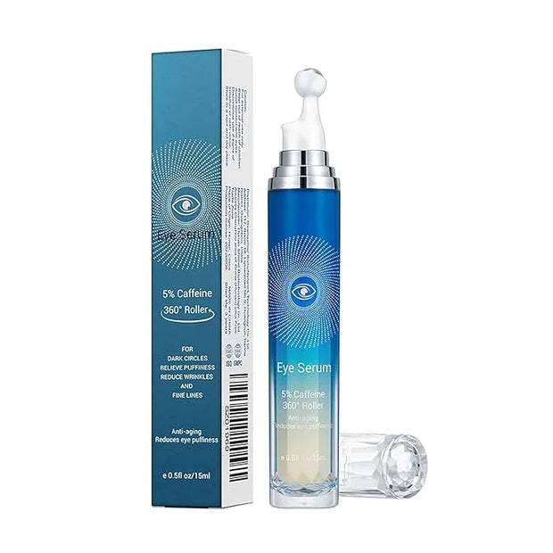 5% Caffeine Eye Serum with 360° Massage Rollerball Topper,Caffeine Eye Cream for Dark Circles,Wrinkles,Puffiness and Fine ...