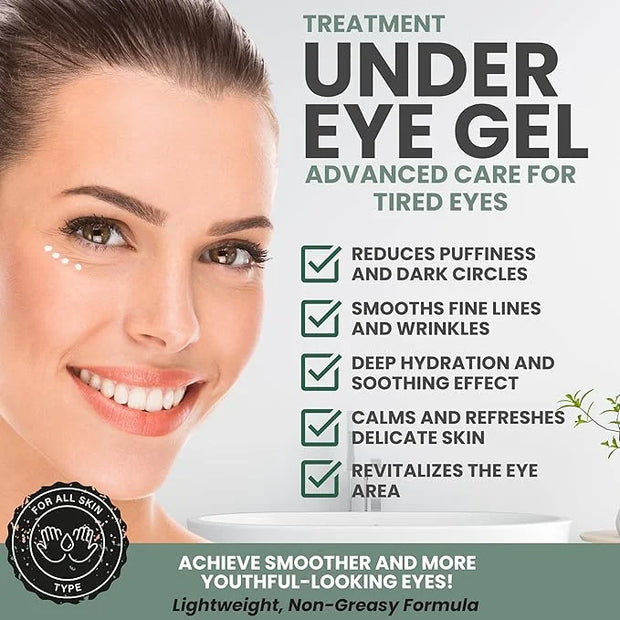 Under Eye Gel Cream – Reduces Dark Circles & Puffiness, Repairs & Moisturizes, Hydrating and Refreshing Formula for Under ...