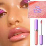 Glitter Liquid Lip Gloss,Peach Shimmer Lipstick, Waterproof Shimmer Lip Stain Lip Glaze, High Shine Long Lasting Shiny Lip...