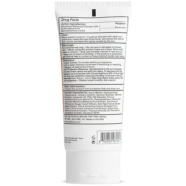 Anthony Day Cream SPF 30, 3 Fl Oz, Contains Squalane, Glycerin, Soy and Vitamin E, Hydrates, Nourishes, and Sunscreen Prov...