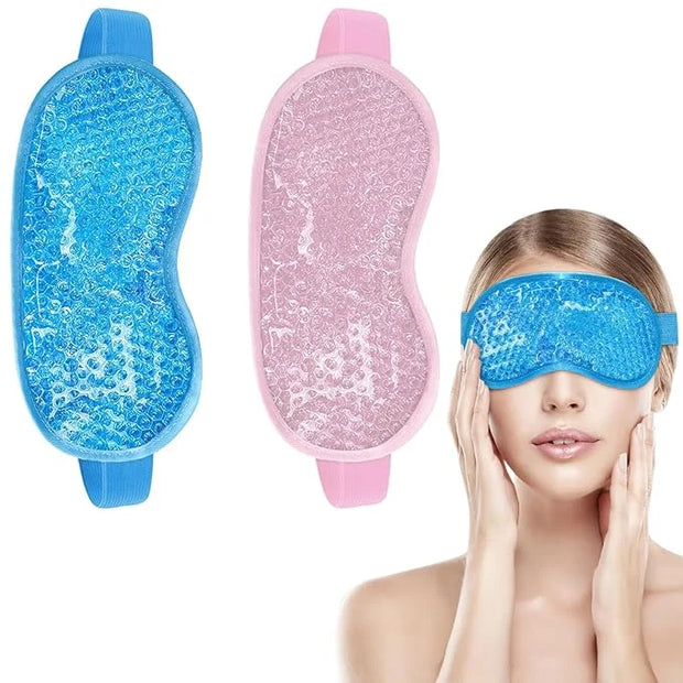 candyfouse 2Pack Cold Cooling Eye Mask, Reusable Hot Colder Therapy Gel Bead with Plush Backing for Puffiness Migraine Str...