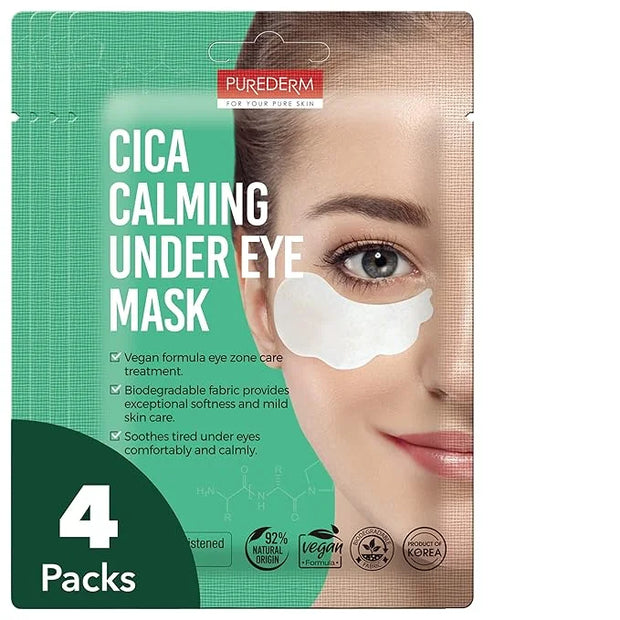 Purederm Cica Calming Under Eye Mask (4 Pack) – Cica Under Eye Patches for Relaxing & Calming - Product Image
