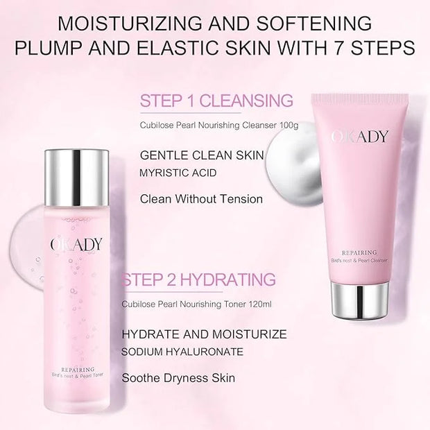 7-In-1 Skincare Gift Set With Facial Cleanser, Toner, Serum, Eye Cream, Lotion, Cream&Sleep facial mask, Moisturizing Skin...