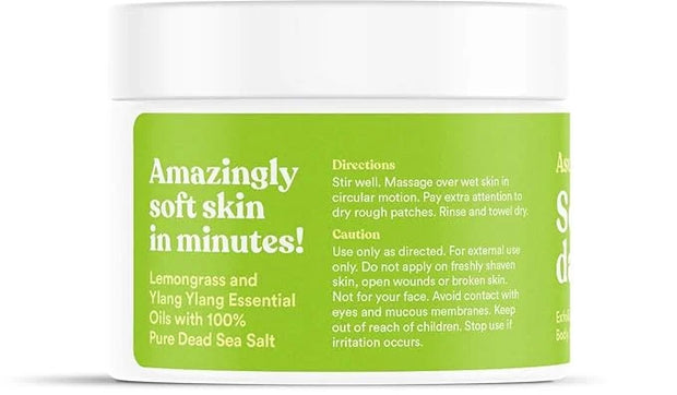 ASUTRA Dead Sea Salt Essential Oil Body Scrub Exfoliator (Uplifting Lemongrass)), 16 oz - Ultra Hydrating, Gentle, & Moist...