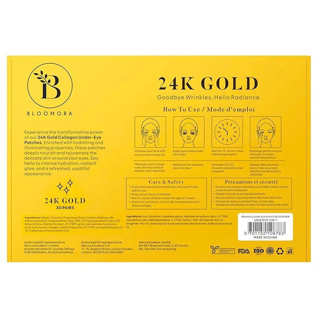 24K Gold Under Eye Patches (30 Pairs) Under Eye Patches for Dark Circles, Under Eye Patches for Puffy Eyes and Dark Circle...