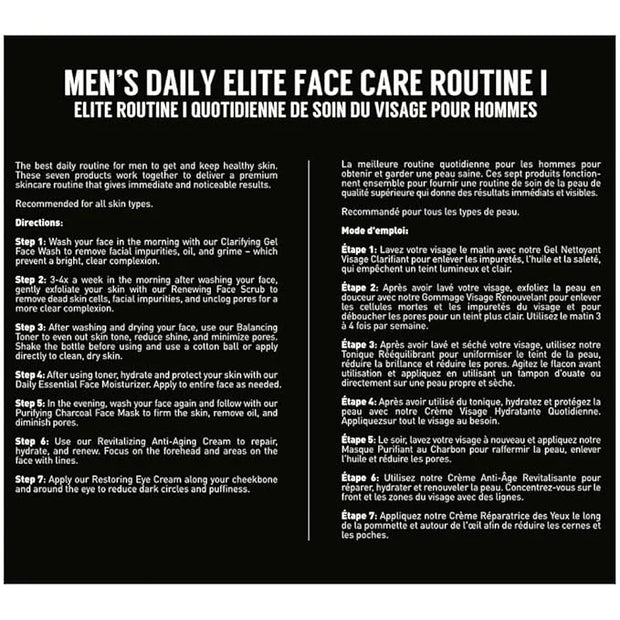 Brickell Men's Daily Elite Face Care Routine I, Toner, Gel Facial Wash, Face Scrub, Anti-Aging Night Cream, Eye Cream, Cha...